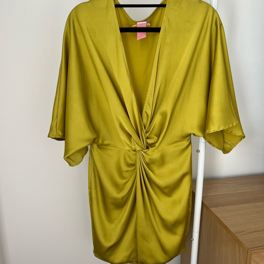 ASOS Deep V Citrine Dressy Mini Cocktail Dress US 4
